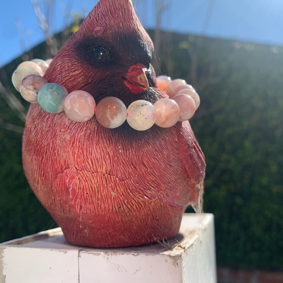 Bracelet: Green/Red/Pink Flower Agate - Picture 6 of 6
